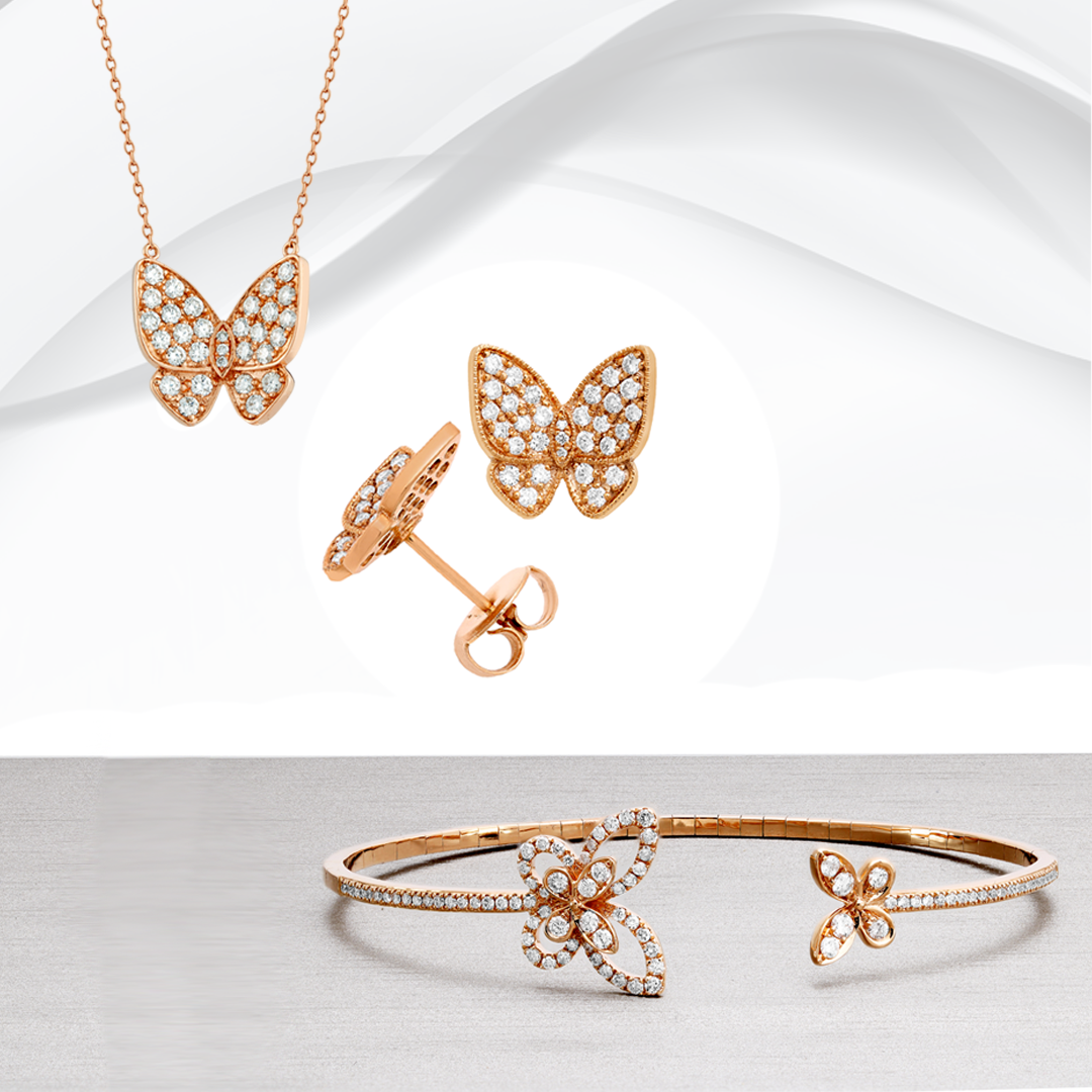 Butterfly Diamond Bangle In 18K Gold