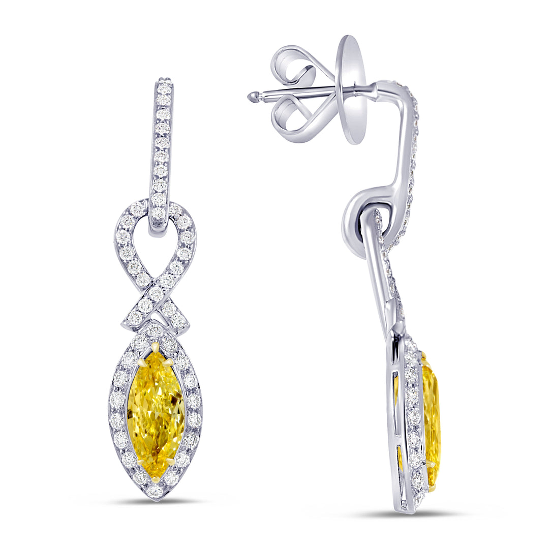 Scintillating Canary Diamonds Dance In 18K Gold Earrings