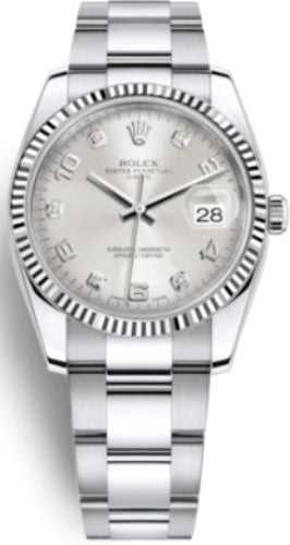 Rolex Oyster Perpetual Date Steel Silver Dial 34mm 115234-0012 - 2013