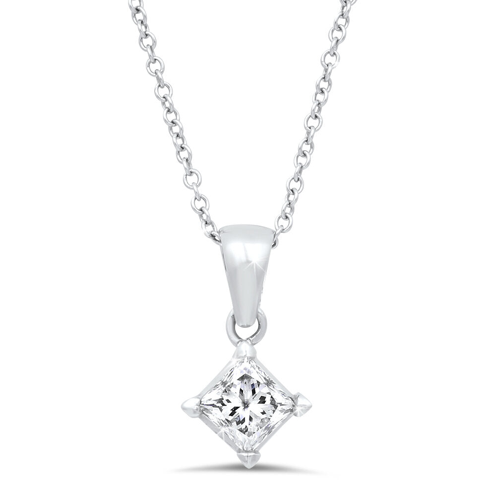 18K White Solitaire Gold Diamond Pendant