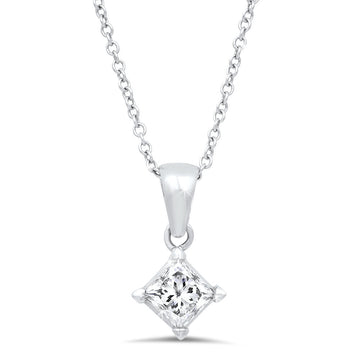 18K White Solitaire Gold Diamond Pendant