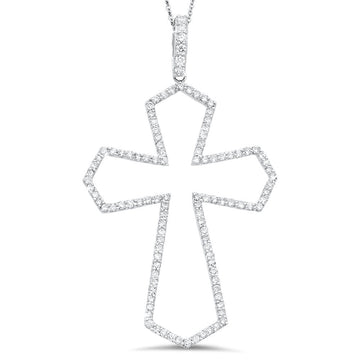 18K White Gold Diamond Cross Pendant
