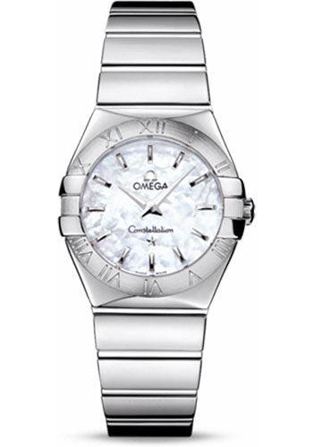 Omega Ladies Constellation Polished Quartz Watch - 27 mm Polished Steel Case - Mother-Of-Pearl Dial - Steel Bracelet - 123.10.27.60.05.002