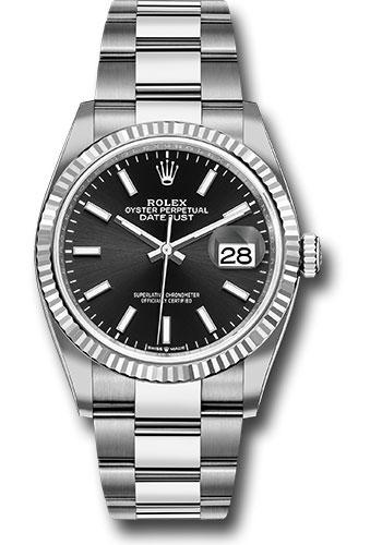 Rolex Steel Datejust 36 Watch - Fluted Bezel - Black Index Dial - Oyster Bracelet - 2024 Release - 126234