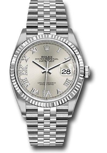 Rolex Steel Datejust 36 Watch - Fluted Bezel - Silver Diamond Roman VI and IX Dial - Jubilee Bracelet  - 126234 -  2024 Release