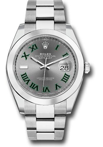 2021 Rolex Steel Datejust 41 Watch - Smooth Bezel - Slate Green Roman Dial - Oyster Bracelet - 126300 - 2021