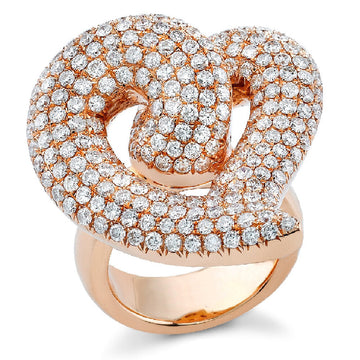 A Ring Of Diamonds And 18K Rose Gold In A Heart Shape