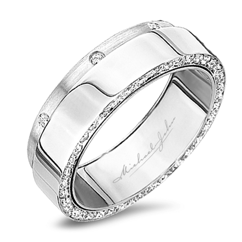 18K White Gold Men’S Diamond Eternity Wedding Band
