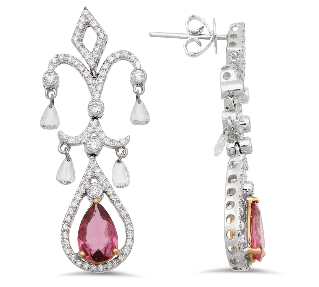 Diamond And  Tourmaline Earrings In 18K Gold