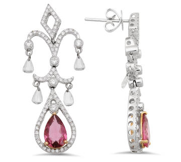 Diamond And  Tourmaline Earrings In 18K Gold