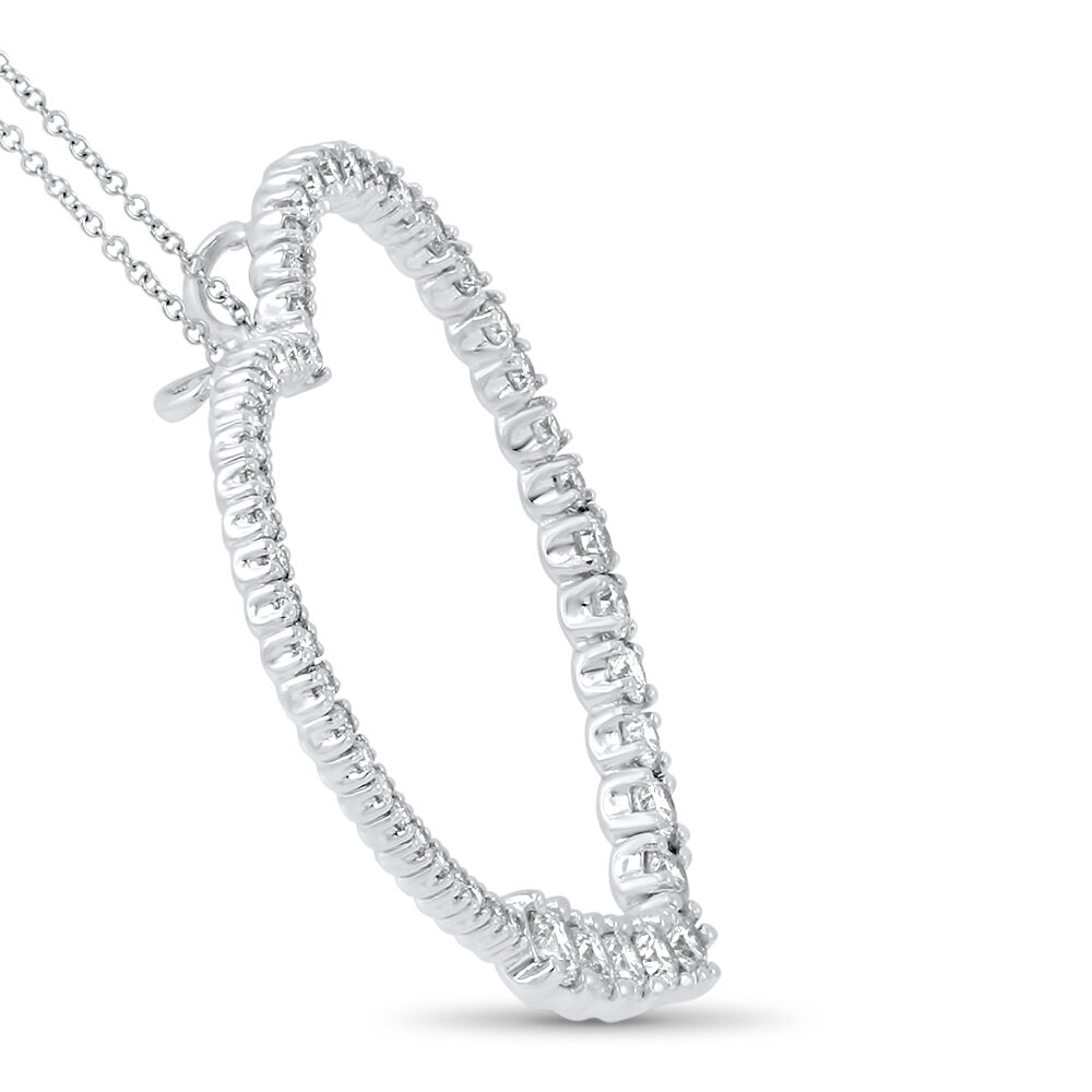 18K White Gold Heart Shape Diamond Pendant