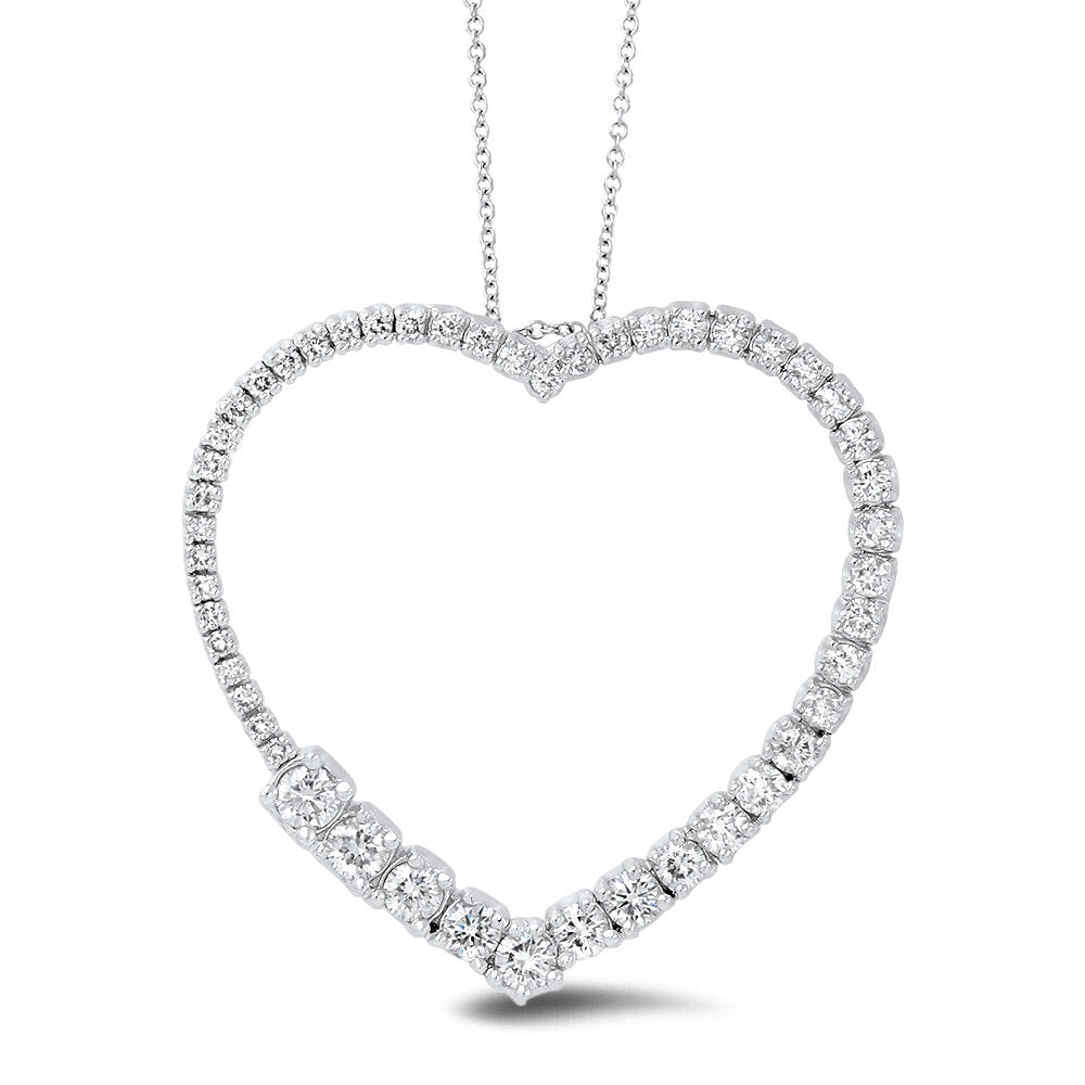 18K White Gold Heart Shape Diamond Pendant