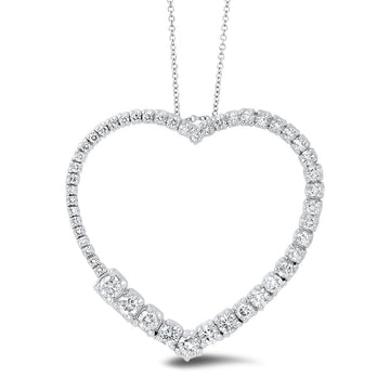 18K White Gold Heart Shape Diamond Pendant