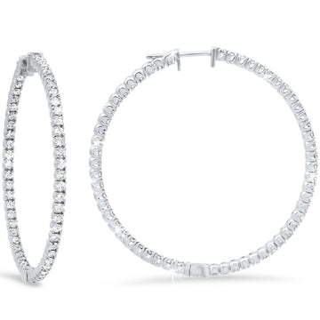 18K White Gold Diamond Hoop Earrings