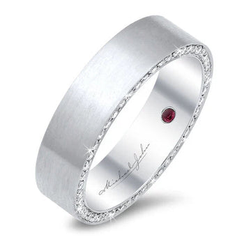 18K White Gold Men’S Hidden Diamond Band