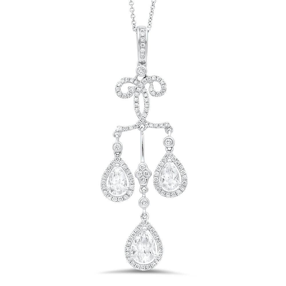 18K White Gold Diamond Cross Pendant