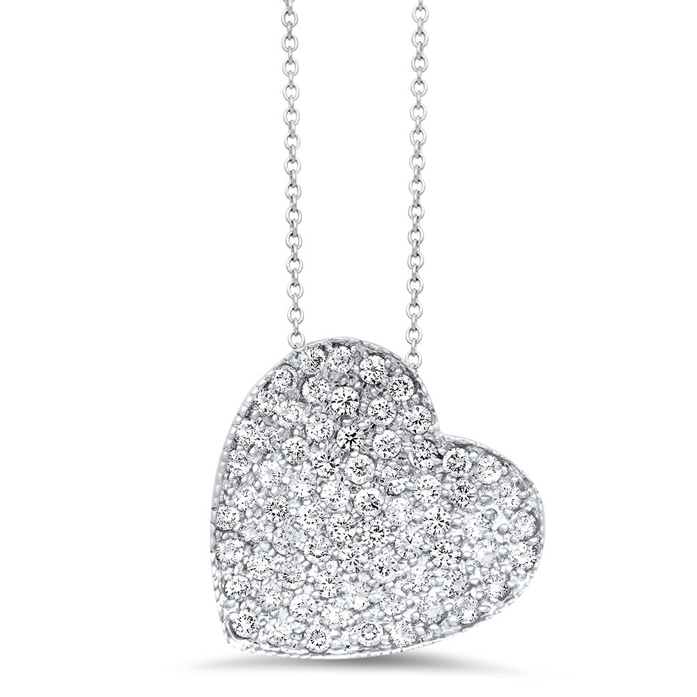 Diamond Heart-Shaped Pendant In 14K White Gold