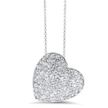 Diamond Heart-Shaped Pendant In 14K White Gold