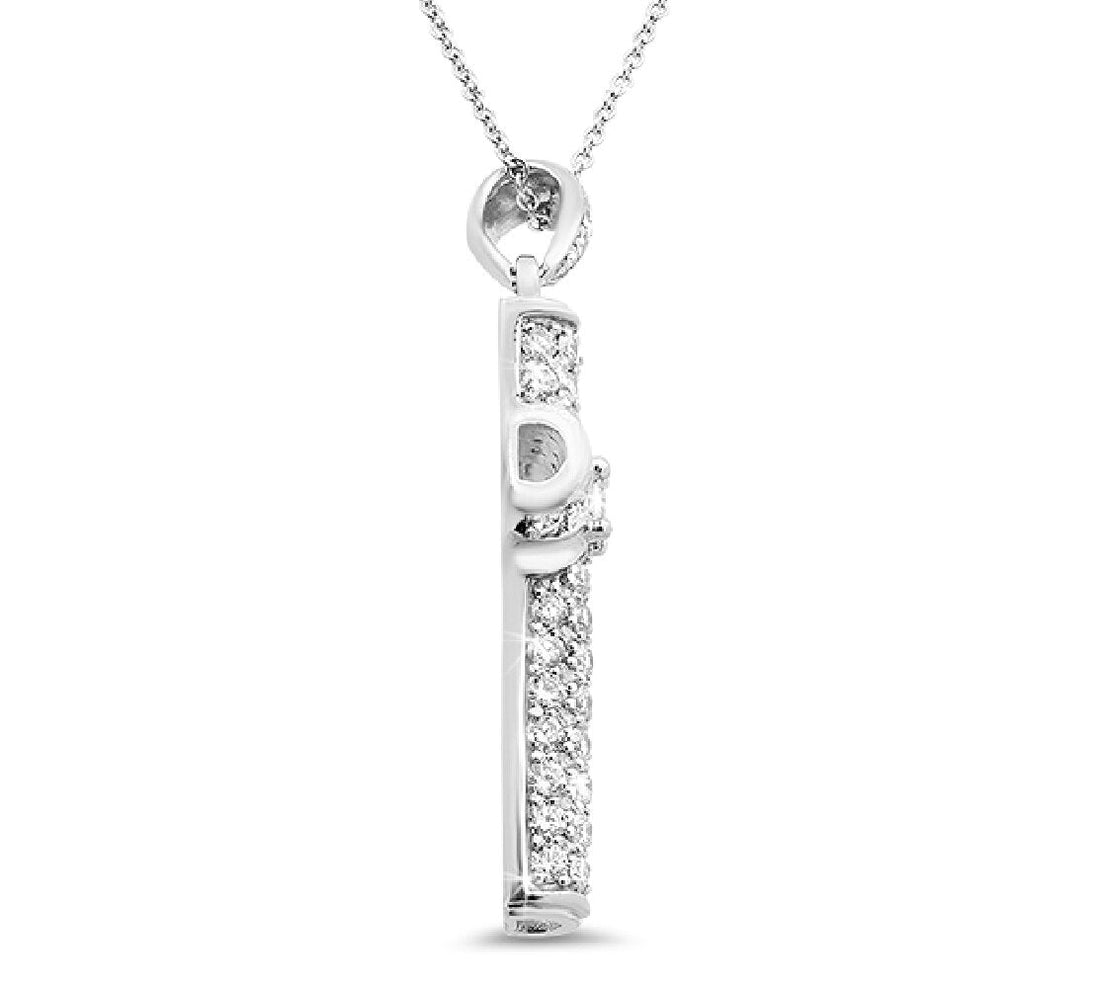 18K White Gold Diamond Cross Pendant