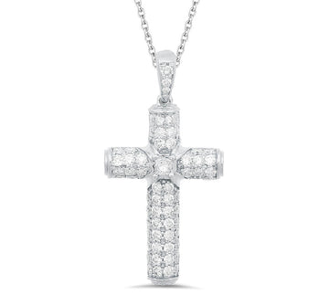 18K White Gold Diamond Cross Pendant