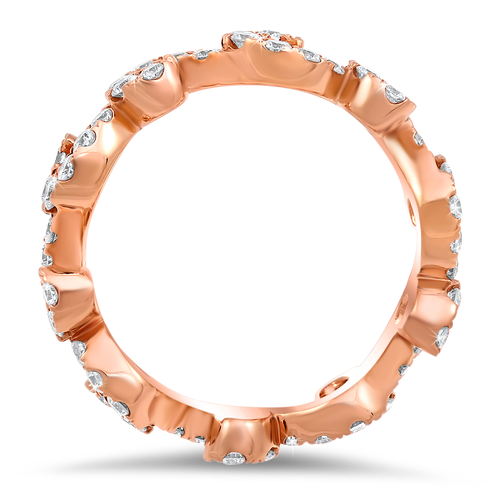 18K Rose Gold Floral Design Diamond Band