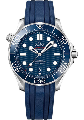 Omega Seamaster Diver 300M Co-Axial Master Chronometer Watch - 42 mm Steel Case - Unidirectional Bezel - Blue Ceramic Dial - Blue Rubber Strap - 210.32.42.20.03.001