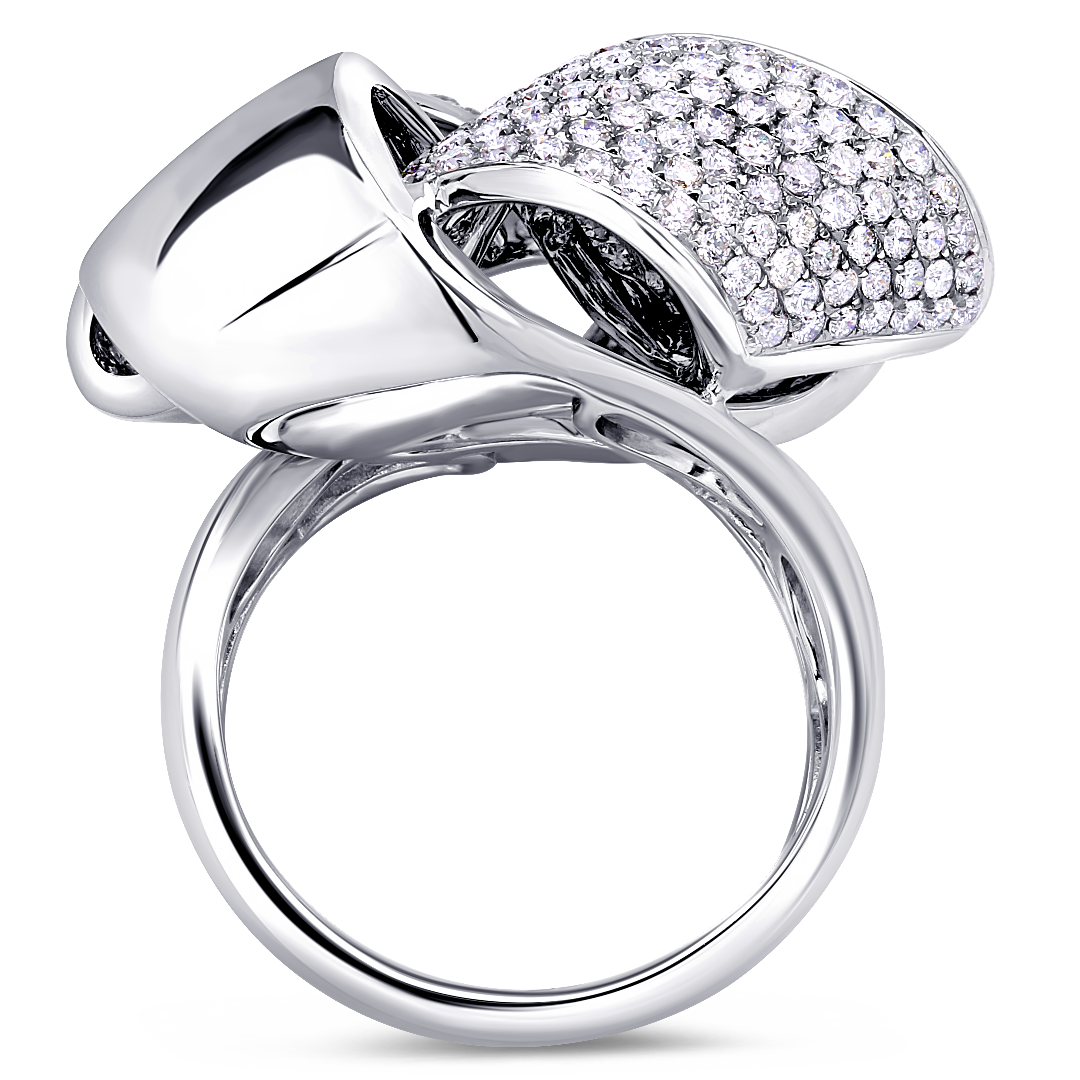 18K White Gold Diamond Pave Set Ring