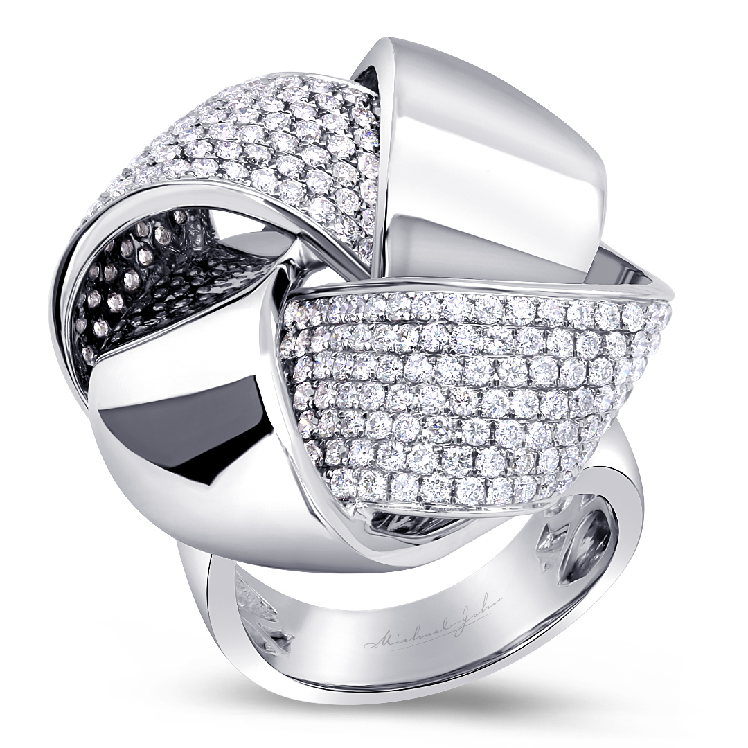 18K White Gold Diamond Pave Set Ring