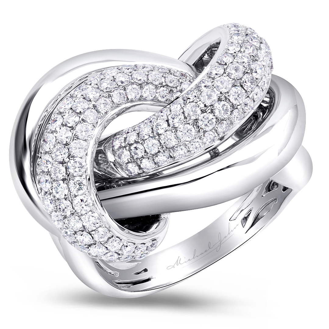 18K White Gold Diamond Ribbon-Like Ring