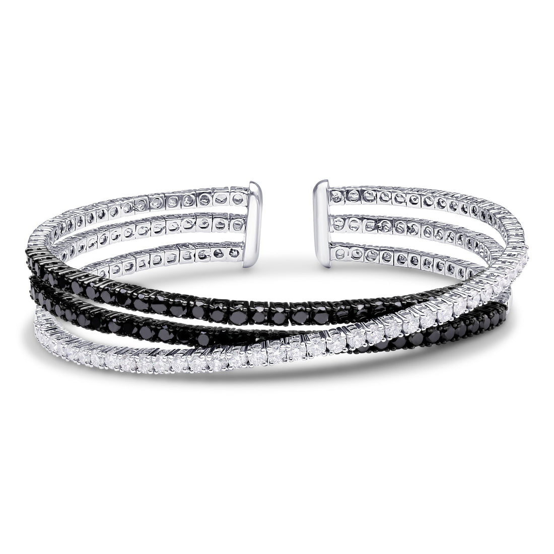 18K White And Black Gold Diamond Bangle