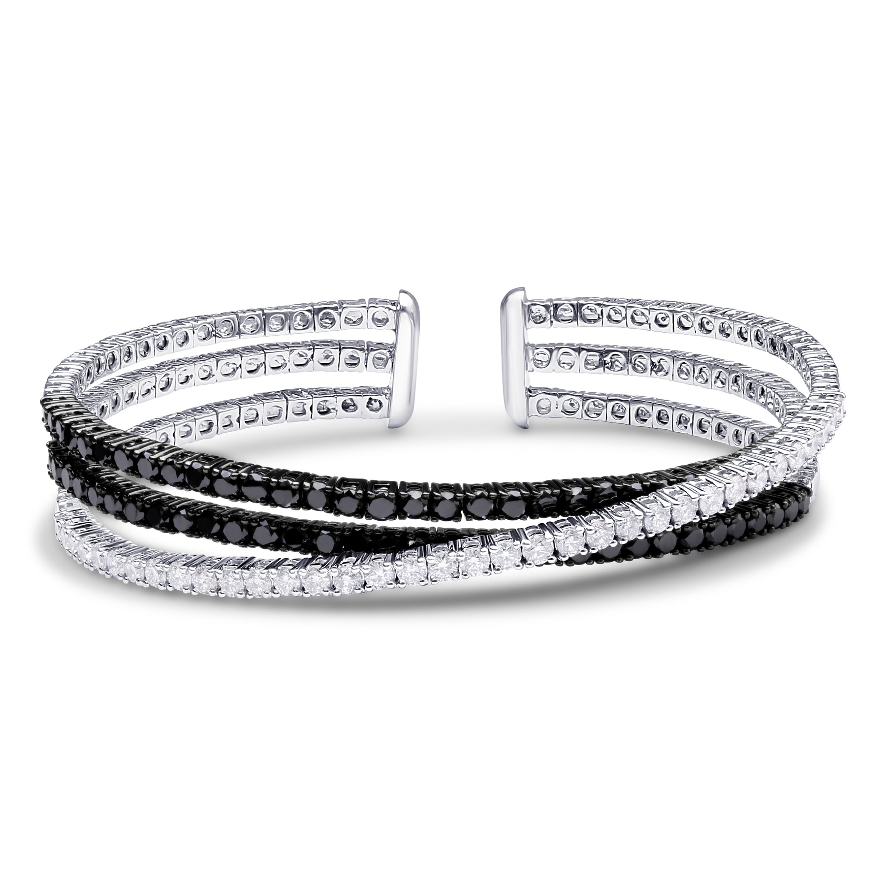 18K White And Black Gold Diamond Bangle