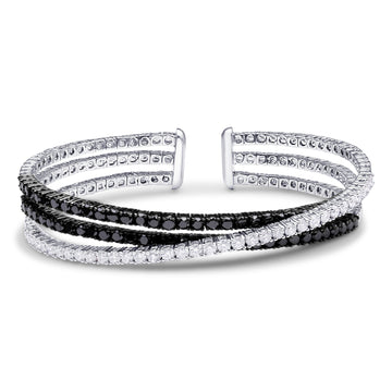 18K White And Black Gold Diamond Bangle