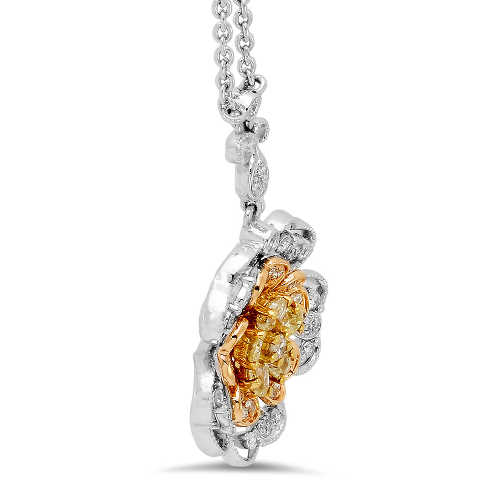 18K Tri-Tone Gold Diamond Pendant