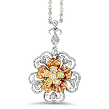 18K Tri-Tone Gold Diamond Pendant