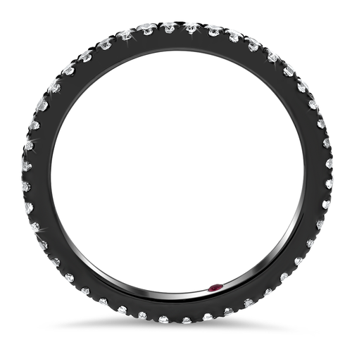 18K Gold Black Rhodium Eternity Band With Round Cut Diamonds