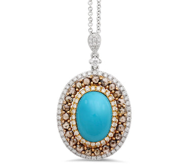 Diamond And Turquoise Pendant In 18K Gold