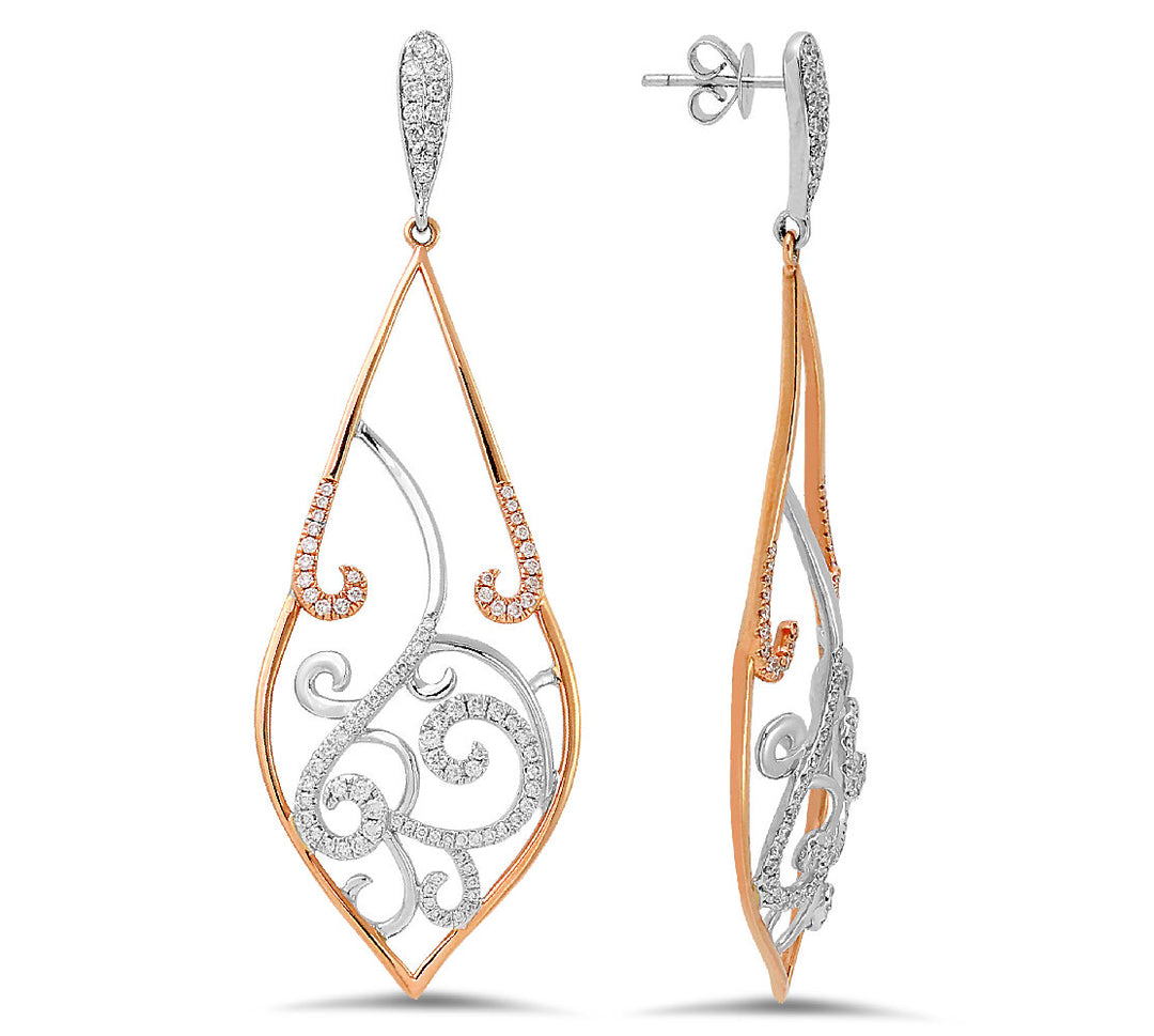 18K Two-Tone Gold And Diamond Earrings