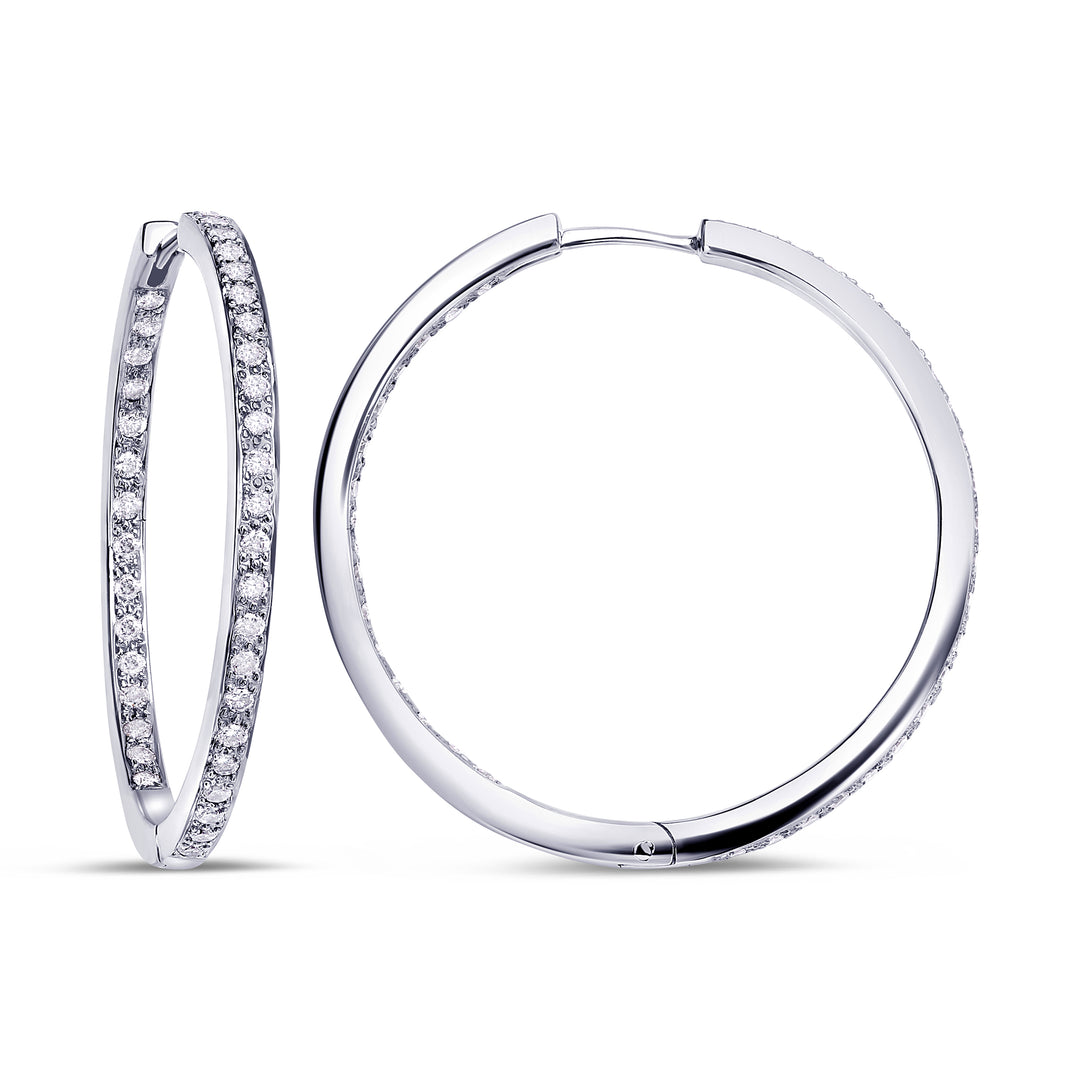 Diamond Hoop Earrings In 18K White Gold