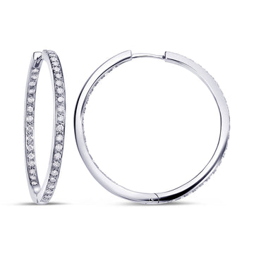Diamond Hoop Earrings In 18K White Gold