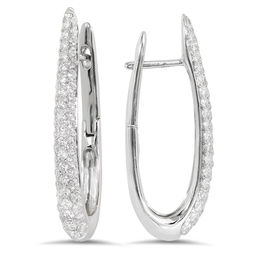 18K White Gold Diamond Hoop Earrings