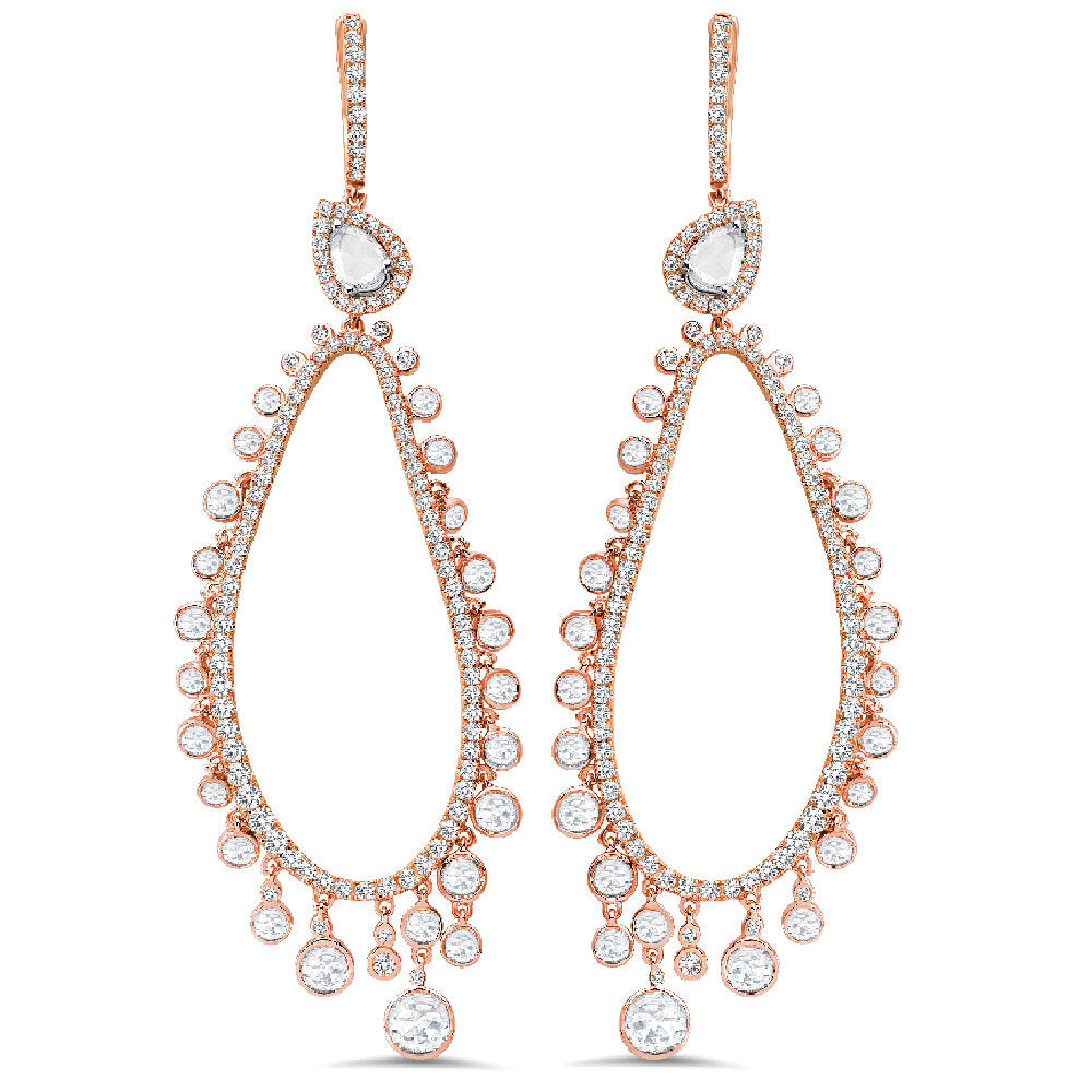 18K Rose Gold Diamond Earrings