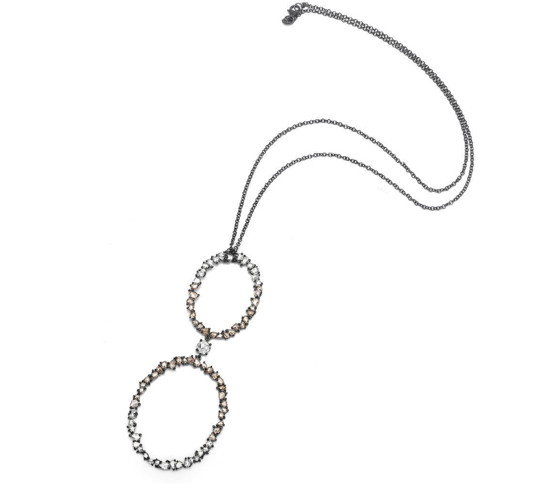18K White Gold Black Rhodium Coated Diamond Pendant
