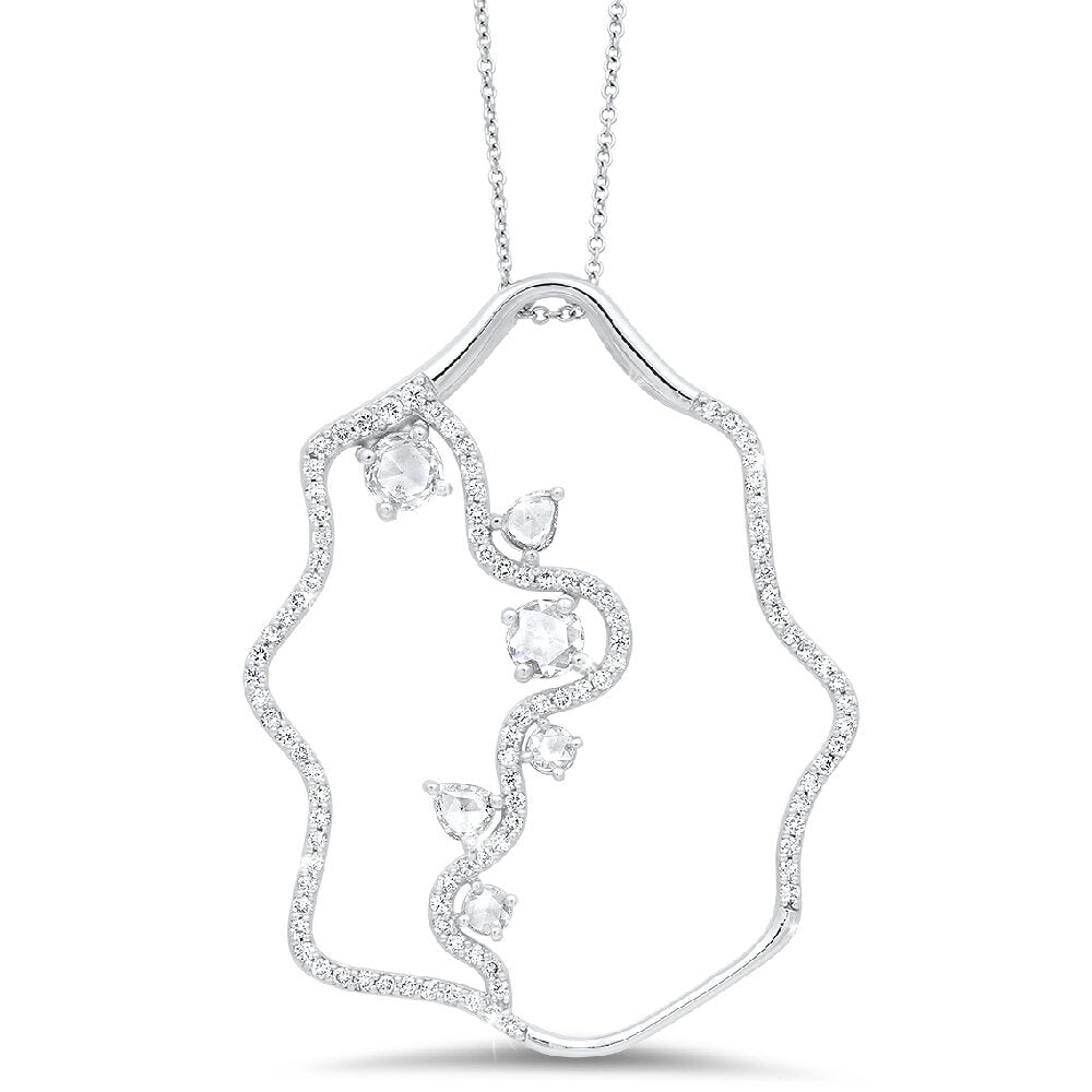 18K White Gold Diamond Cross Pendant