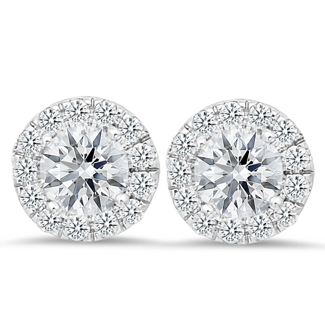 18K White Gold 3.00 Carat Diamond Stud Earrings