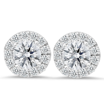 18K White Gold 3.00 Carat Diamond Stud Earrings