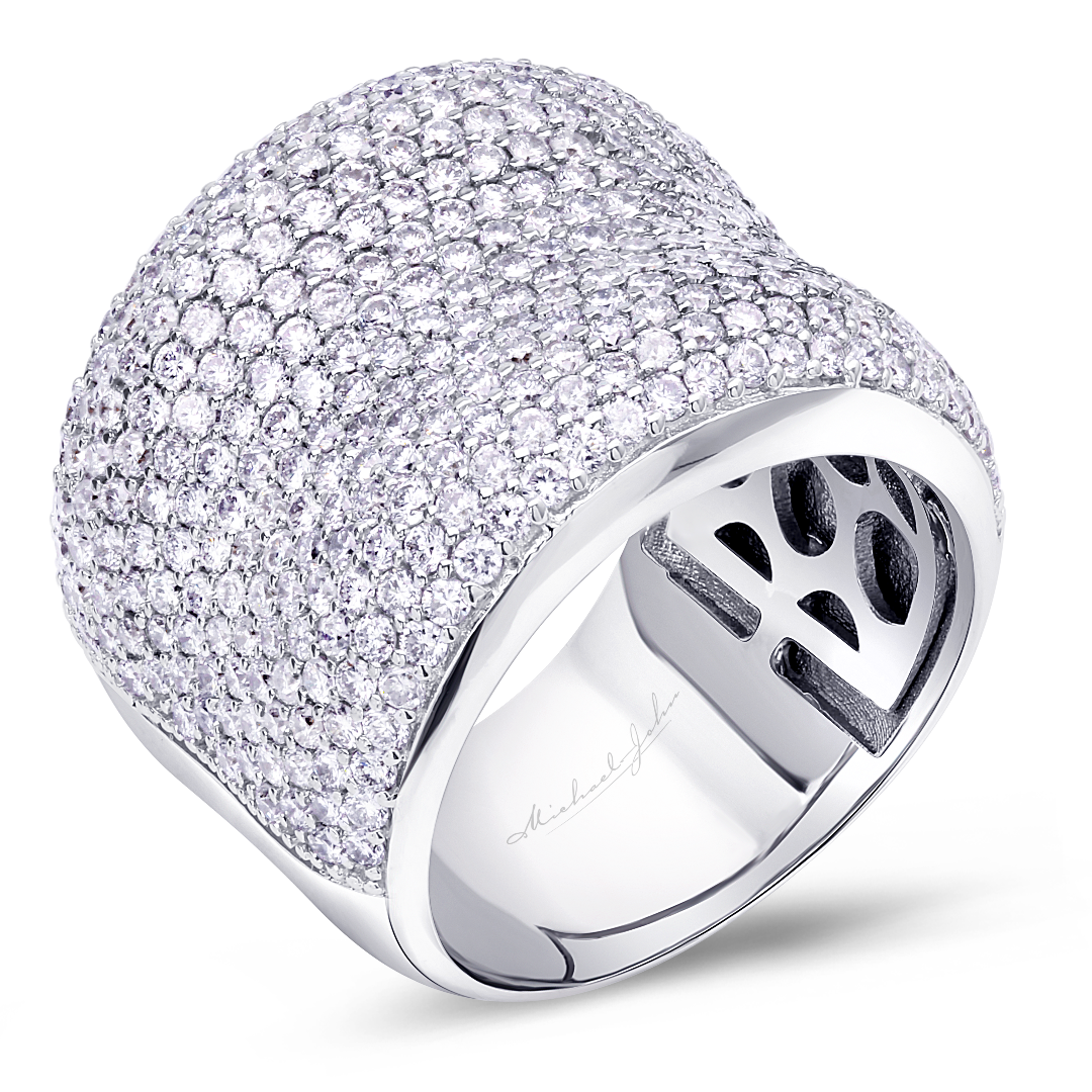 18K White Gold Diamond Pave Set Ring