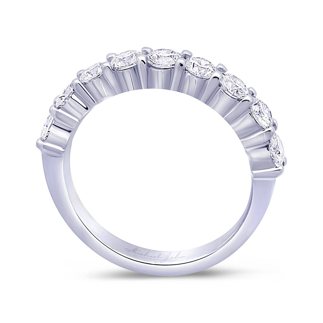 18K Gold Half-Way Diamond Wedding Band With Round Diamonds