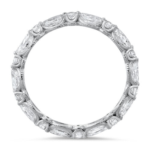18K Gold Marquise And Round Cut Diamond Eternity Band