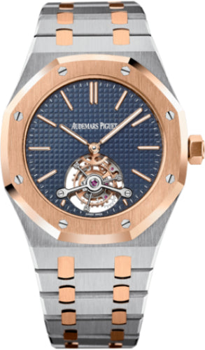 Audemars Piguet Royal Oak Tourbillon 41mm Extra-Thin Blue Index Rose Gold Stainless Steel Hand-Wound - 26517SR.OO.1220SR.01