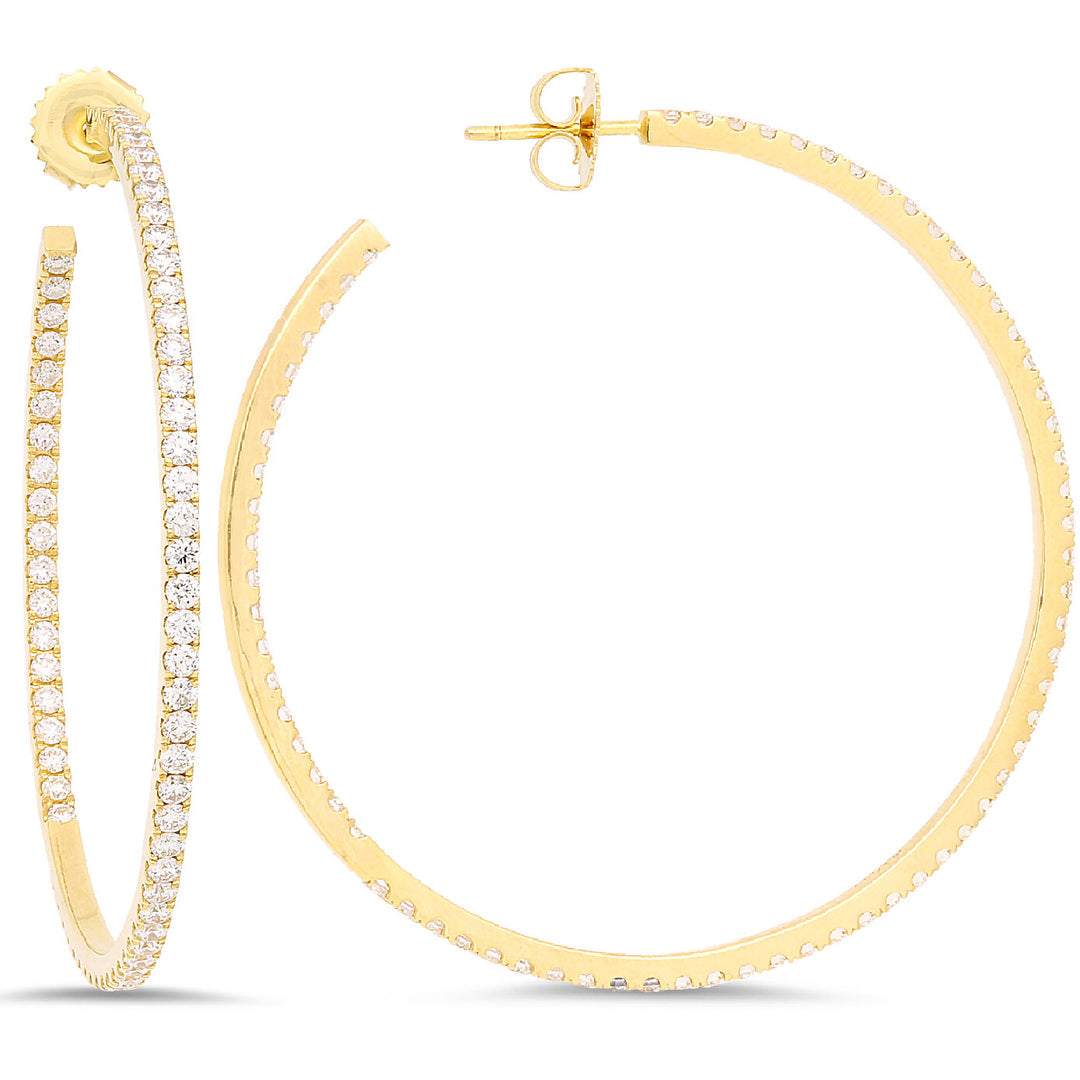 18K Yellow Gold Diamond Hoop Earrings